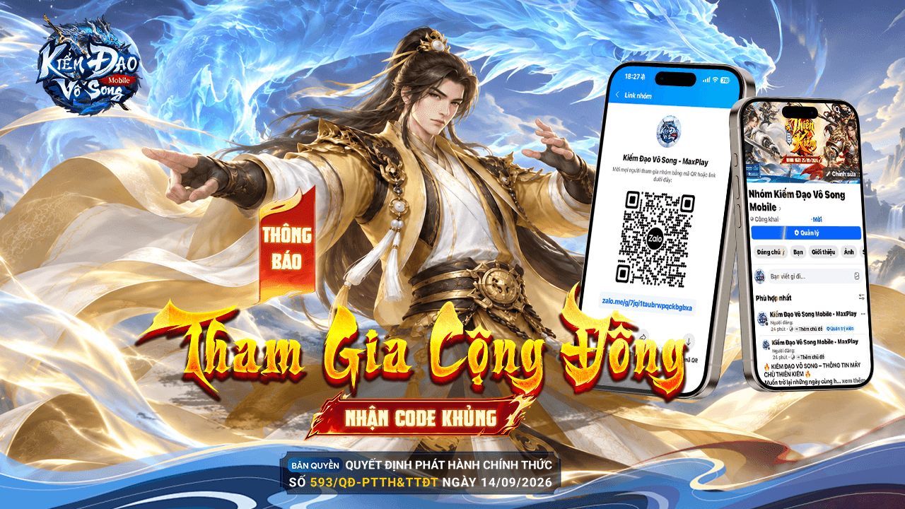 THAM GIA CỘNG ĐỒNG KIẾM ĐẠO VÔ SONG MOBILE - NHẬN GIFTCODE